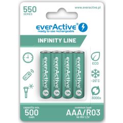  everActive R03/AAA Ni-MH 550 mAh 1,2 V Ni-Mh tölthető akkumulátor, 4 db