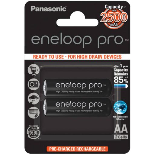 Panasonic Eneloop Pro BK-3HCDE-4BE 2500mAh AA 1, 2V akkumulátor 2 db