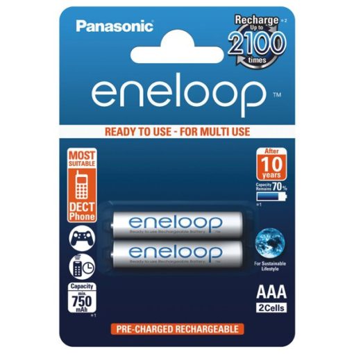 Panasonic Eneloop R03/AAA 800mAh Ni-MH BK-4MCCE 1,2 V Ni-Mh tölthető akkumulátor, 2 db