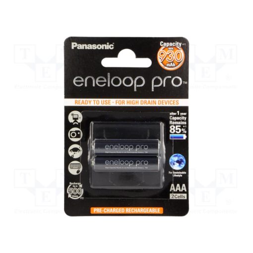 Panasonic Eneloop PRO R03/AAA 930mAh BK-4HCDE-2BE 1,2 V Ni-Mh tölthető akkumulátor, 2 db
