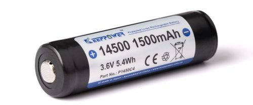 Keeppower P1450C4 3.7V Li-ion akkumulátor PCB védelemmel 14500 – 1500mAh kapacitással