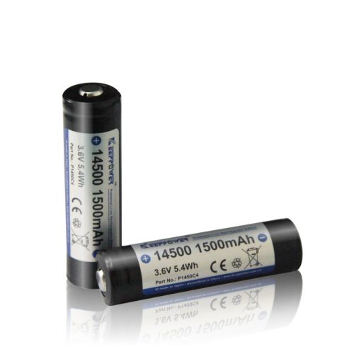 Keeppower P1450C4 3.7V Li-ion akkumulátor PCB védelemmel 14500 – 1500mAh kapacitással