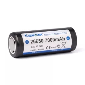   Keeppower 26650 batteria ricaricabile Li-ion protetta 7000mAh 