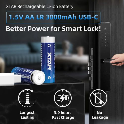 XTAR 4 db AA 1,5V 3000mAh USB-C újratölthető akkumulátor