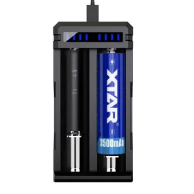 Xtar MC2 Caricabatterie USB Per Batterie Li-ion – Compatibile 10440–26650, Nero