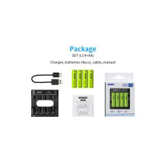   XTAR LC4 Charger + 4x AA size 1,5V battery with 2700 mAh capacity