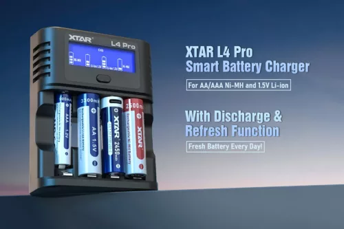  XTAR L4 Pro intelligens töltő AA/AAA 1.2V NI-MH és 1.5V lítium akkumulátorhoz