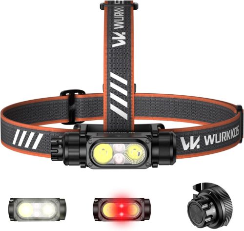 Wurkkos HD17 nagy teljesítményű fejlámpa, 2500 lumen, 220 m hatótávolság, fókuszált és szórt fény & vörös fény