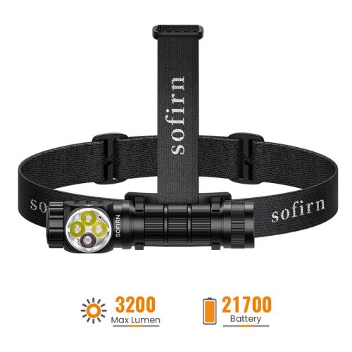 SOFIRN HS43 3200lm fejlámpa 660nm vörös fénnyel, USB-C tölthető zseblámpa