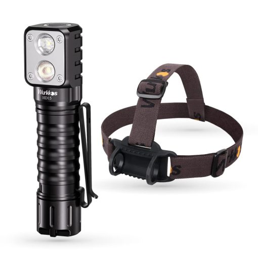 Wurkkos HD15R Dual LEDs Headlamp, Angle Flashlight with Red Beam Mode, Replaceable short tube included, Rechargeable 18650 Headlamp with Reverse Charging