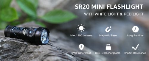SOFIRN SR20MINI EDC zseblámpa, 1200 lumen, piros és fehér fény