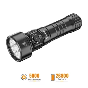  Sofirn SD11 búvárlámpa, 5000LM, CRI 90, újratölthető vízálló zseblámpa 660NM-es vörös fénnyel, 3000K-6500K, USB-C, IPX8, 1/4"-os menettel, csuklópánttal víz alatti fotózáshoz, horgászathoz, vízi munkákhoz