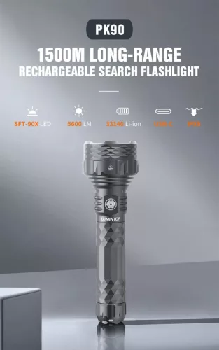 Lumintop PK90 фенерче със светлинен поток 5600 лумена и обхват 1500 м