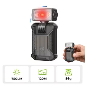   Torcia EDC con clip WURKKOS HD04 – 750LM, testa rotante a 180°, spot/luce diffusa/RGB per esterni, lavoro ed emergenze