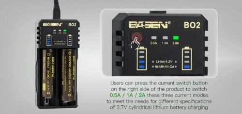 BASEN BC2 3.7v Colorful Li-ion Battery Charger for 18650 22650 20700 21700 Rechargeable Battery
