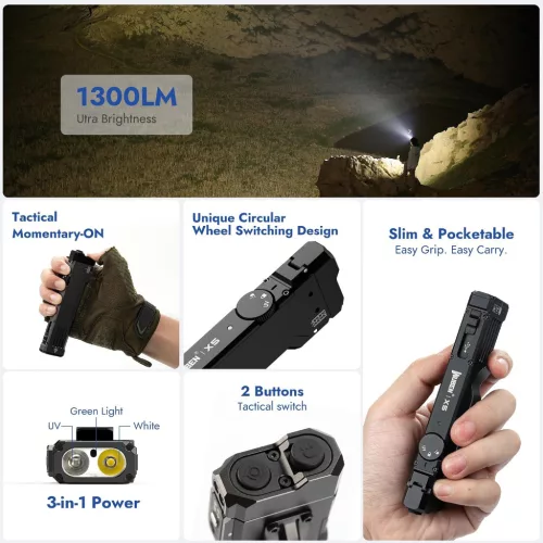 Torcia ricaricabile WUBEN X5 – 1300 lumen, 6 modalità di illuminazione