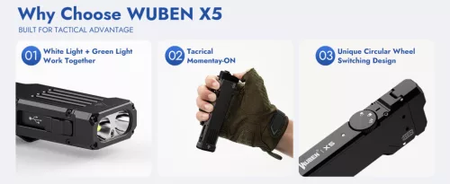 Torcia ricaricabile WUBEN X5 – 1300 lumen, 6 modalità di illuminazione